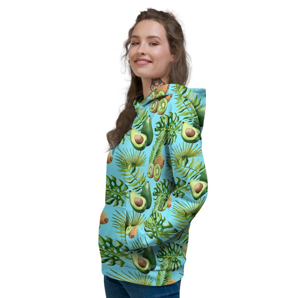 Avocado And Watercolor Kiwi Print Pattern Women's Hoodie-grizzshop