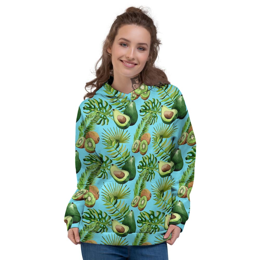 Avocado And Watercolor Kiwi Print Pattern Women's Hoodie-grizzshop