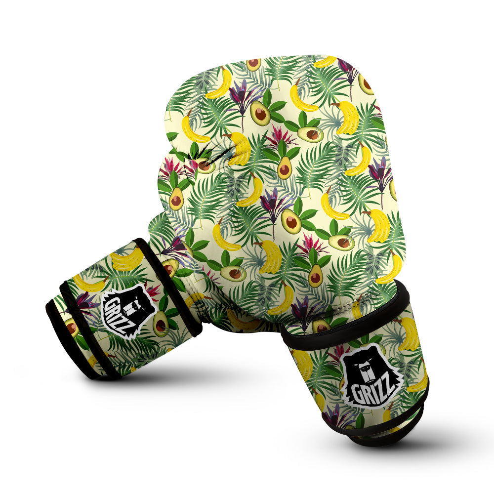 Avocado Banana Leaf Print Pattern Boxing Gloves-grizzshop