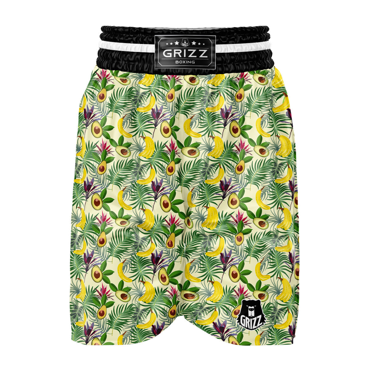 Avocado Banana Leaf Print Pattern Boxing Shorts-grizzshop