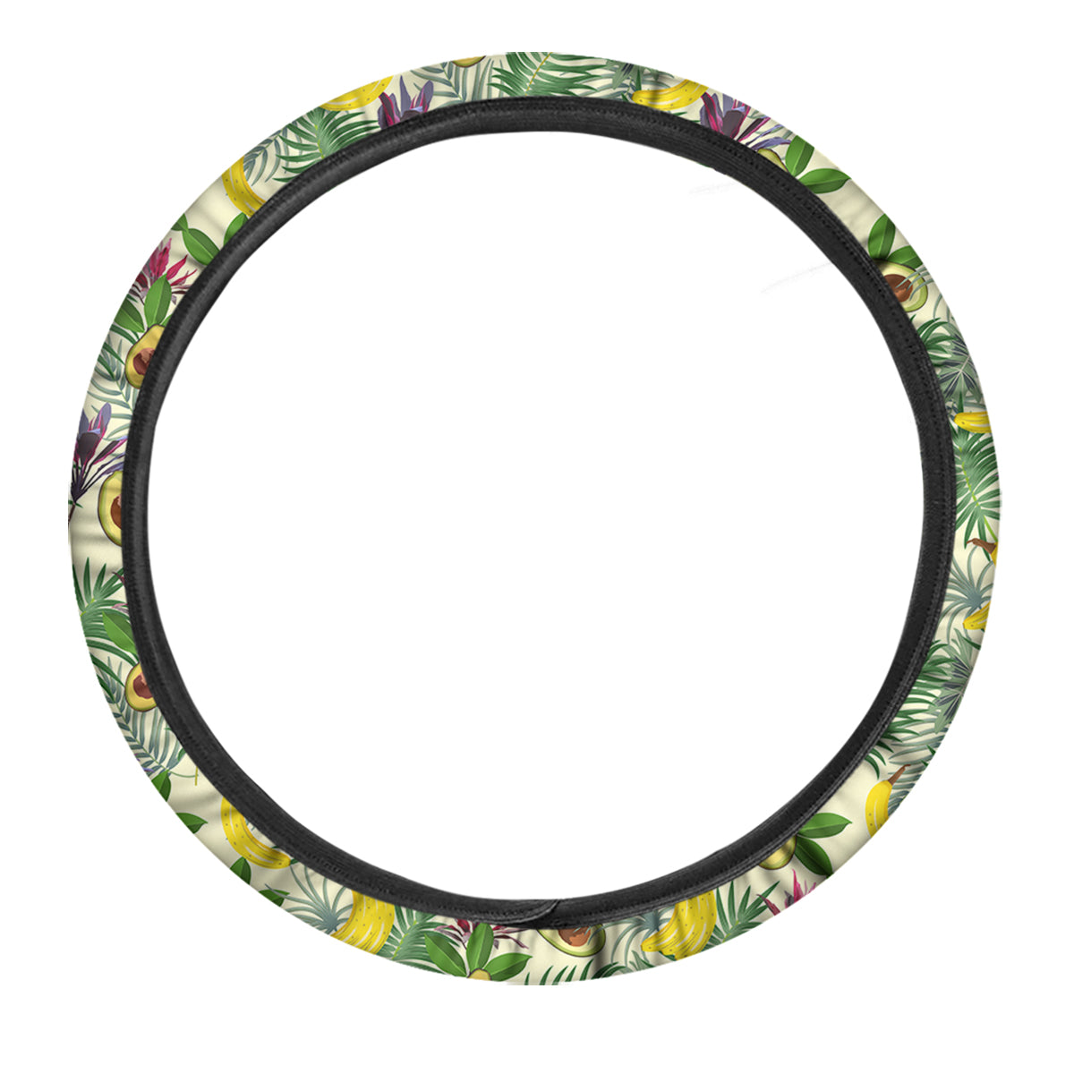 Avocado Banana Leaf Print Pattern Car Steering Wheel Cover-grizzshop