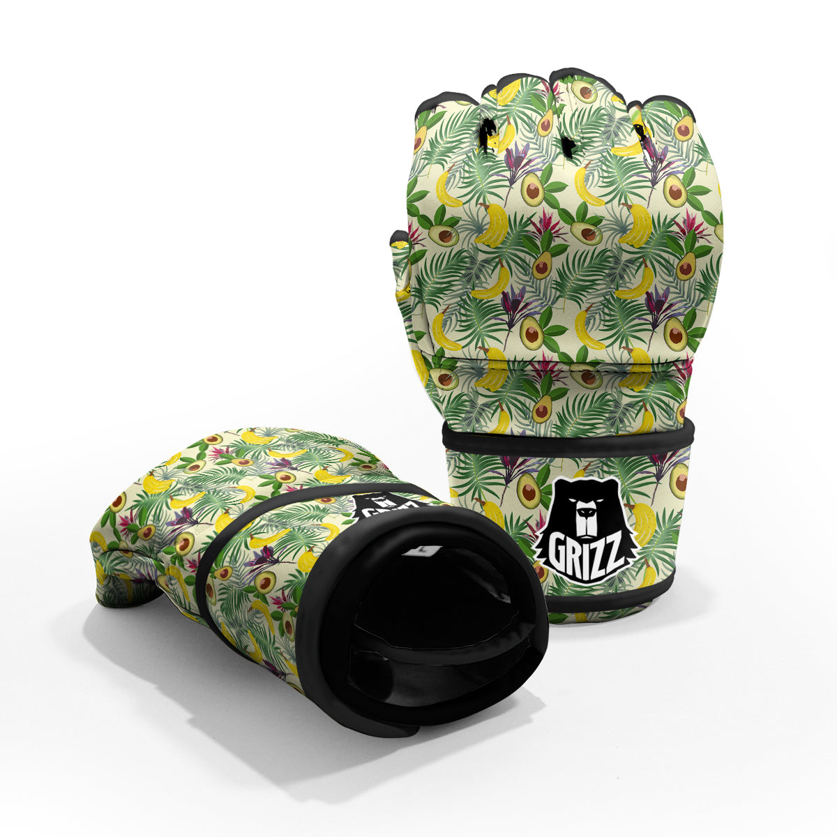 Avocado Banana Leaf Print Pattern MMA Gloves-grizzshop