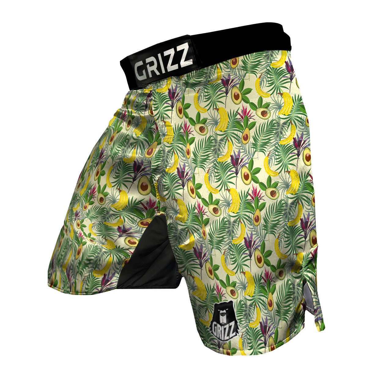 Avocado Banana Leaf Print Pattern MMA Shorts-grizzshop