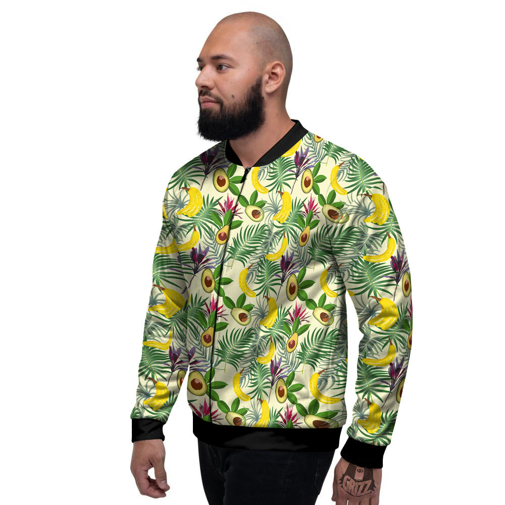 Avocado Banana Leaf Print Pattern Men's Bomber Jacket-grizzshop