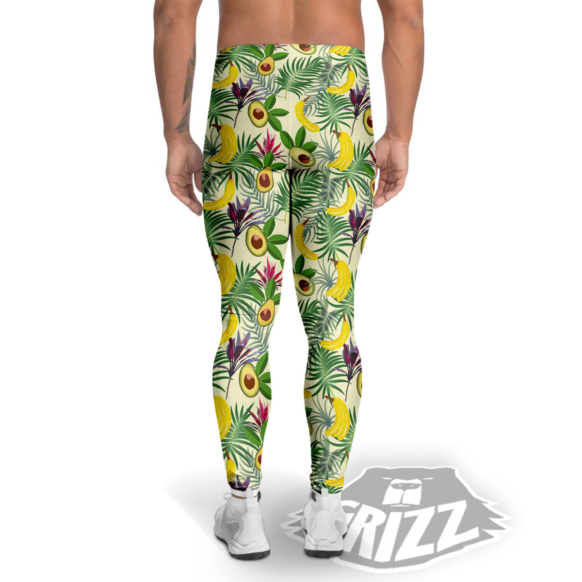 Avocado Banana Leaf Print Pattern Men's Leggings-grizzshop