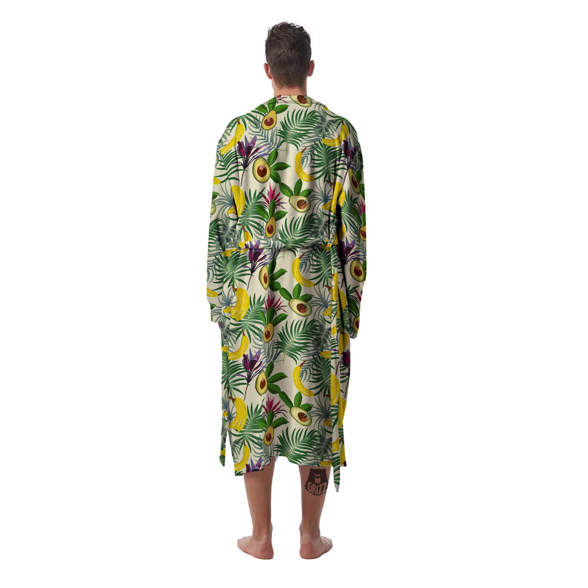 Avocado Banana Leaf Print Pattern Men's Robe-grizzshop