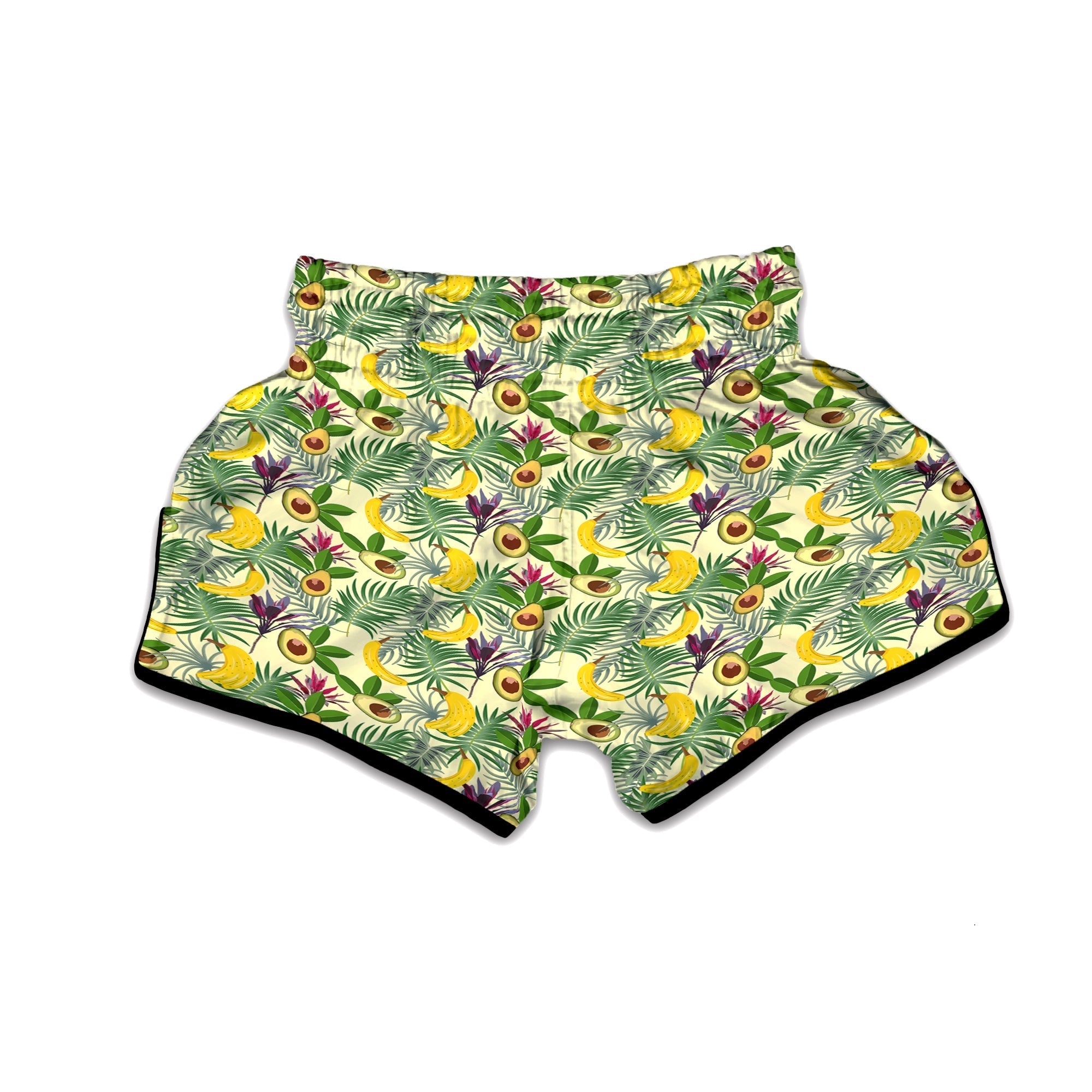 Avocado Banana Leaf Print Pattern Muay Thai Boxing Shorts-grizzshop