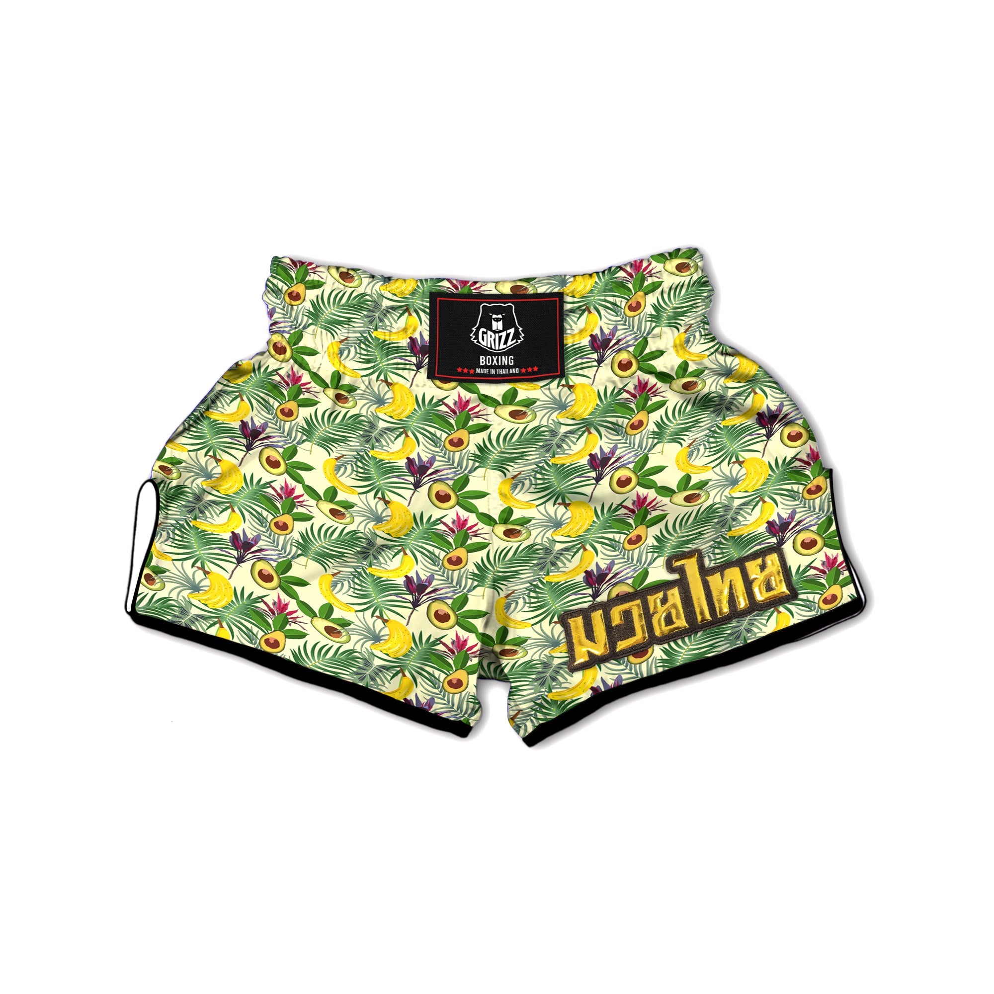 Avocado Banana Leaf Print Pattern Muay Thai Boxing Shorts-grizzshop