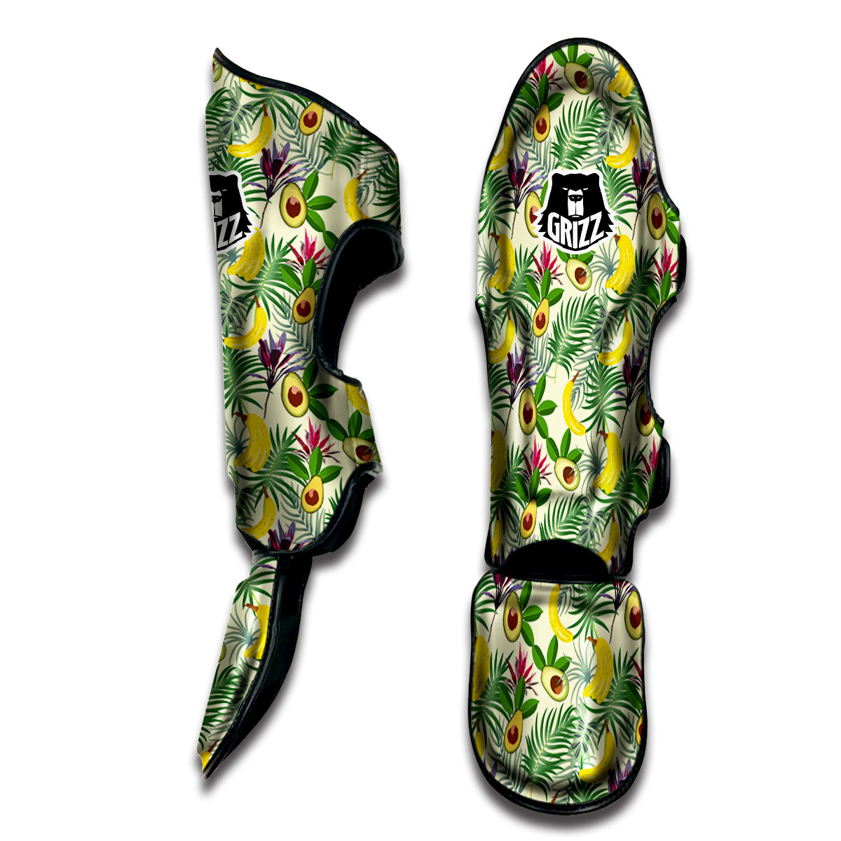 Avocado Banana Leaf Print Pattern Muay Thai Shin Guards-grizzshop
