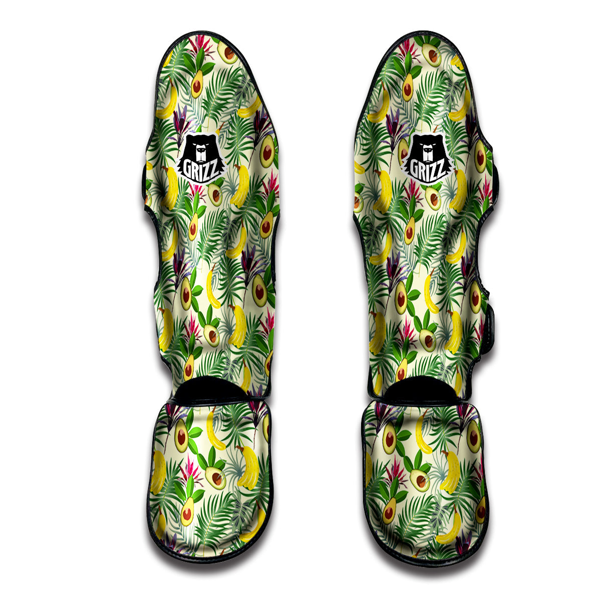 Avocado Banana Leaf Print Pattern Muay Thai Shin Guards-grizzshop