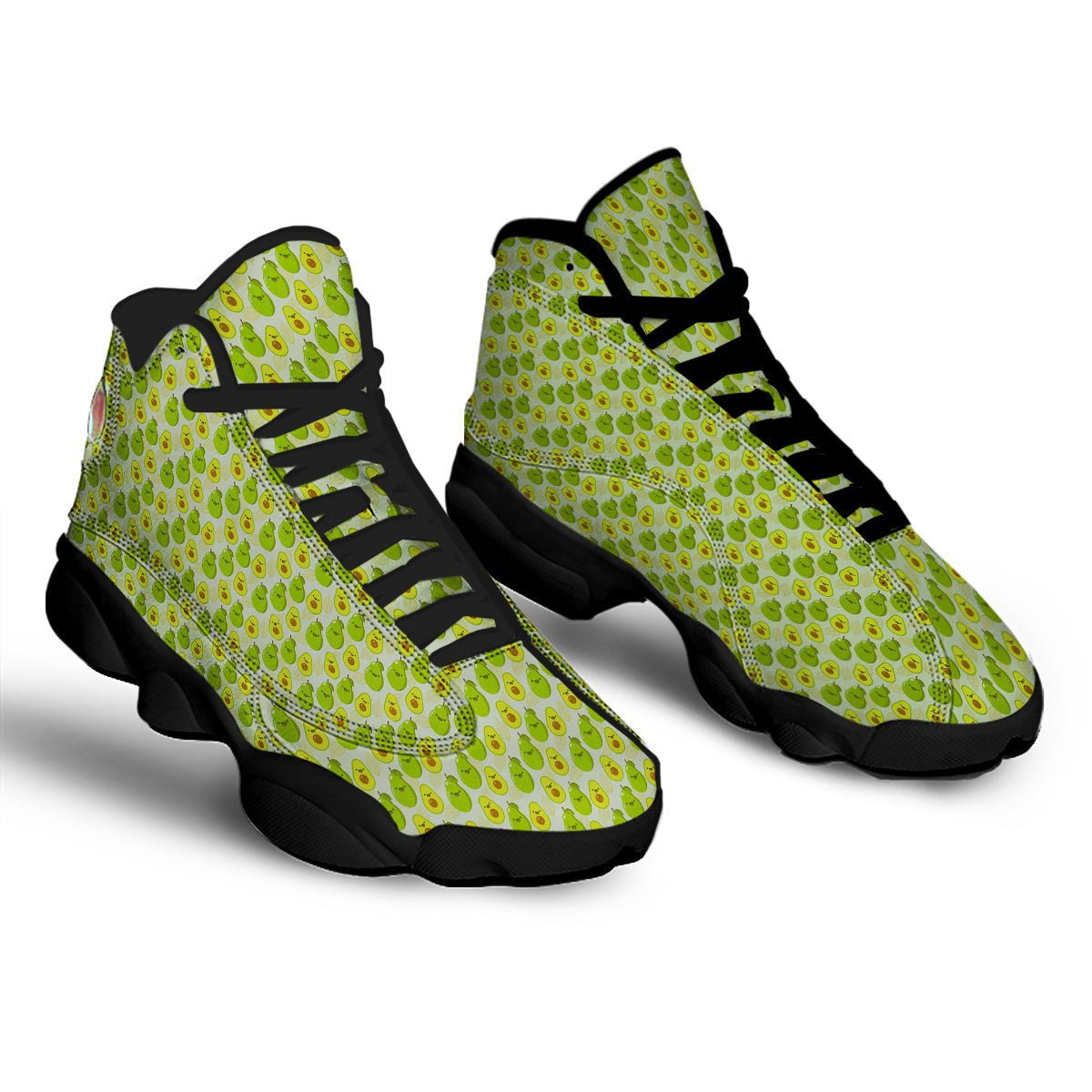Avocado Cartoon Print Pattern Black Basketball Shoes-grizzshop