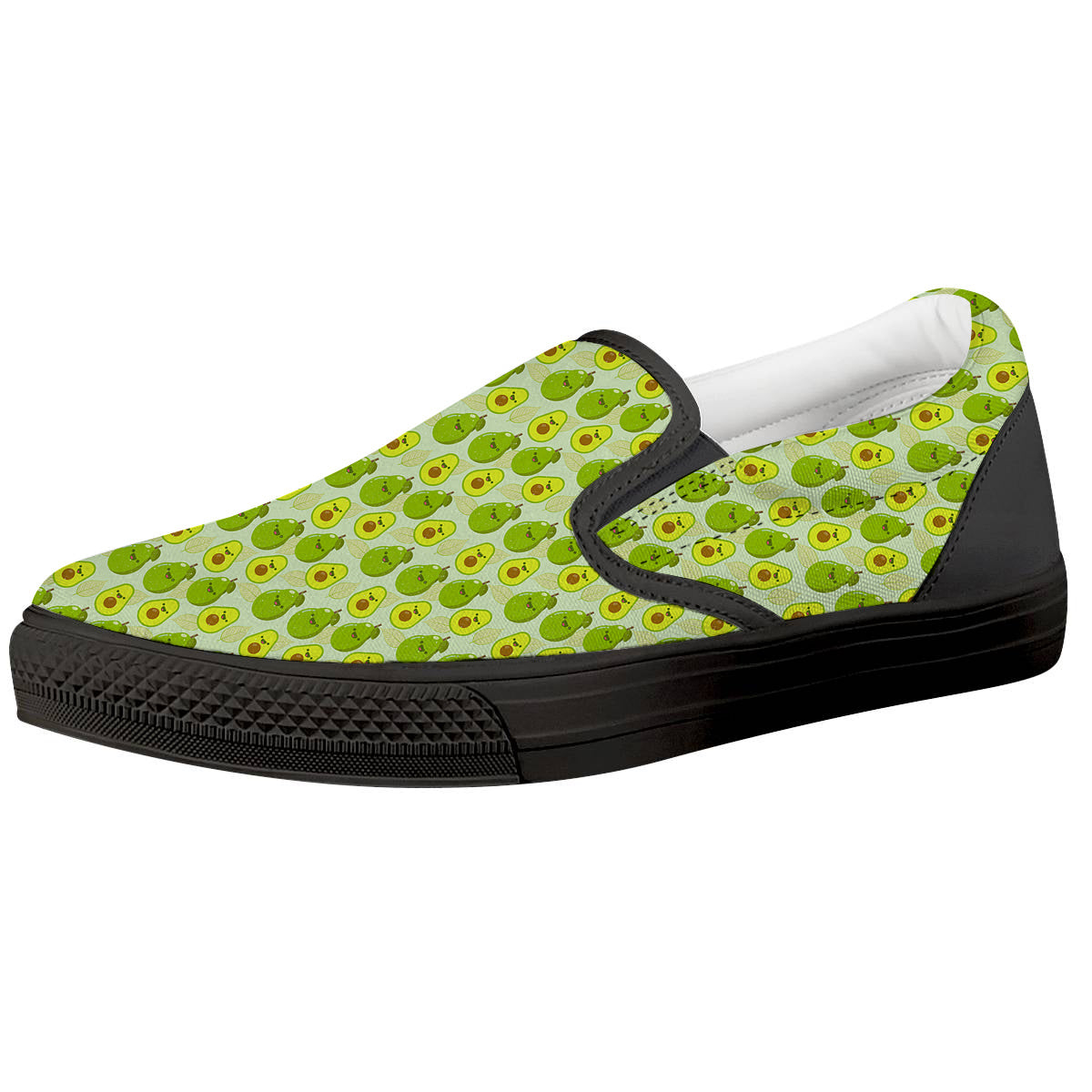 Avocado Cartoon Print Pattern Black Slip On Shoes-grizzshop