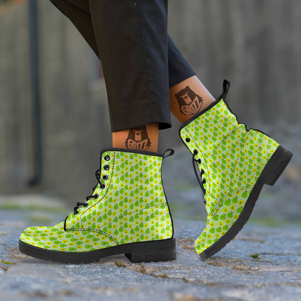 Avocado Cartoon Print Pattern Leather Boots-grizzshop