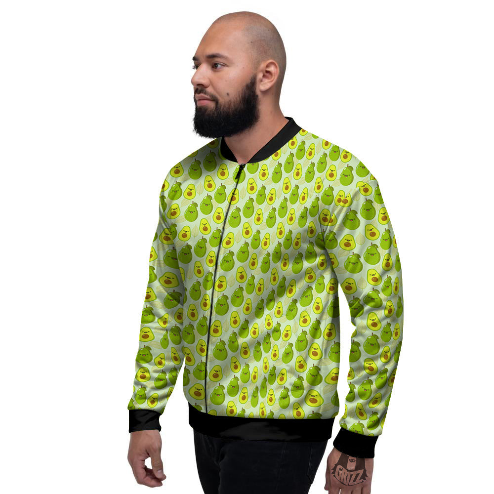 Avocado Cartoon Print Pattern Men's Bomber Jacket-grizzshop