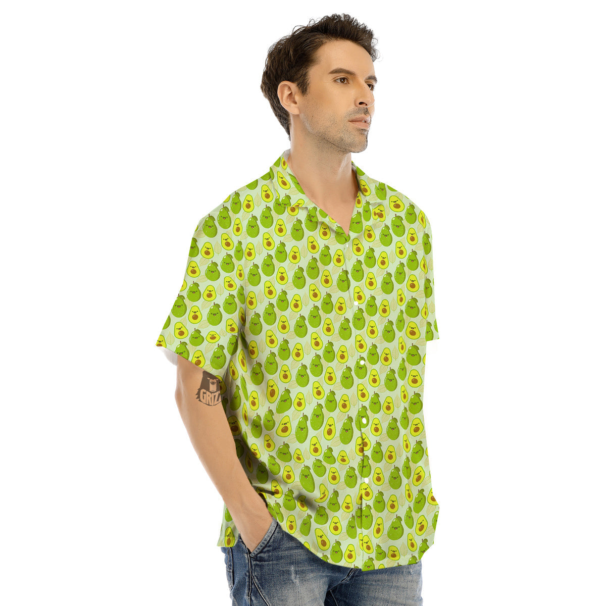 Avocado Cartoon Print Pattern Men's Hawaiian Shirt-grizzshop
