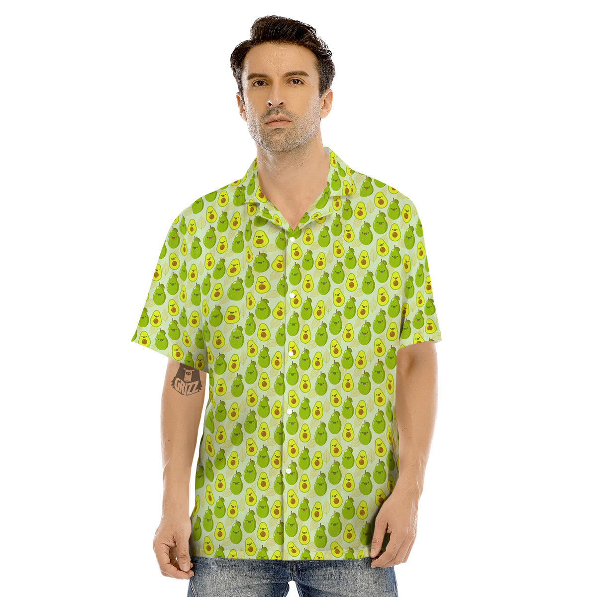 Avocado Cartoon Print Pattern Men's Hawaiian Shirt-grizzshop