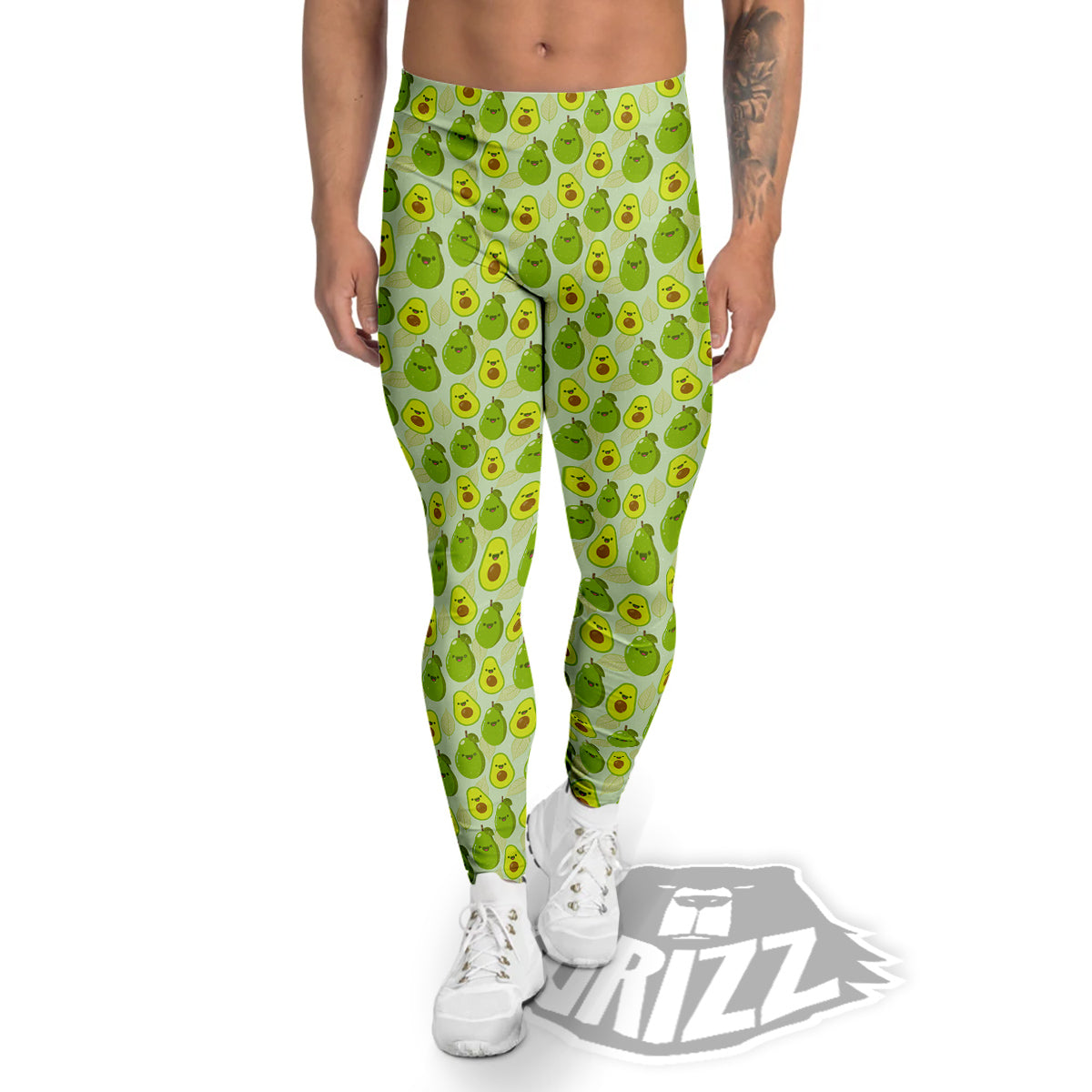 Avocado Cartoon Print Pattern Men's Leggings-grizzshop