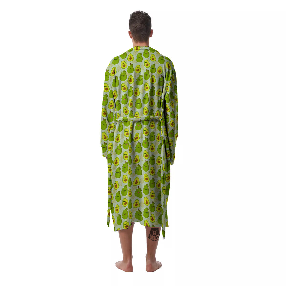 Avocado Cartoon Print Pattern Men's Robe-grizzshop