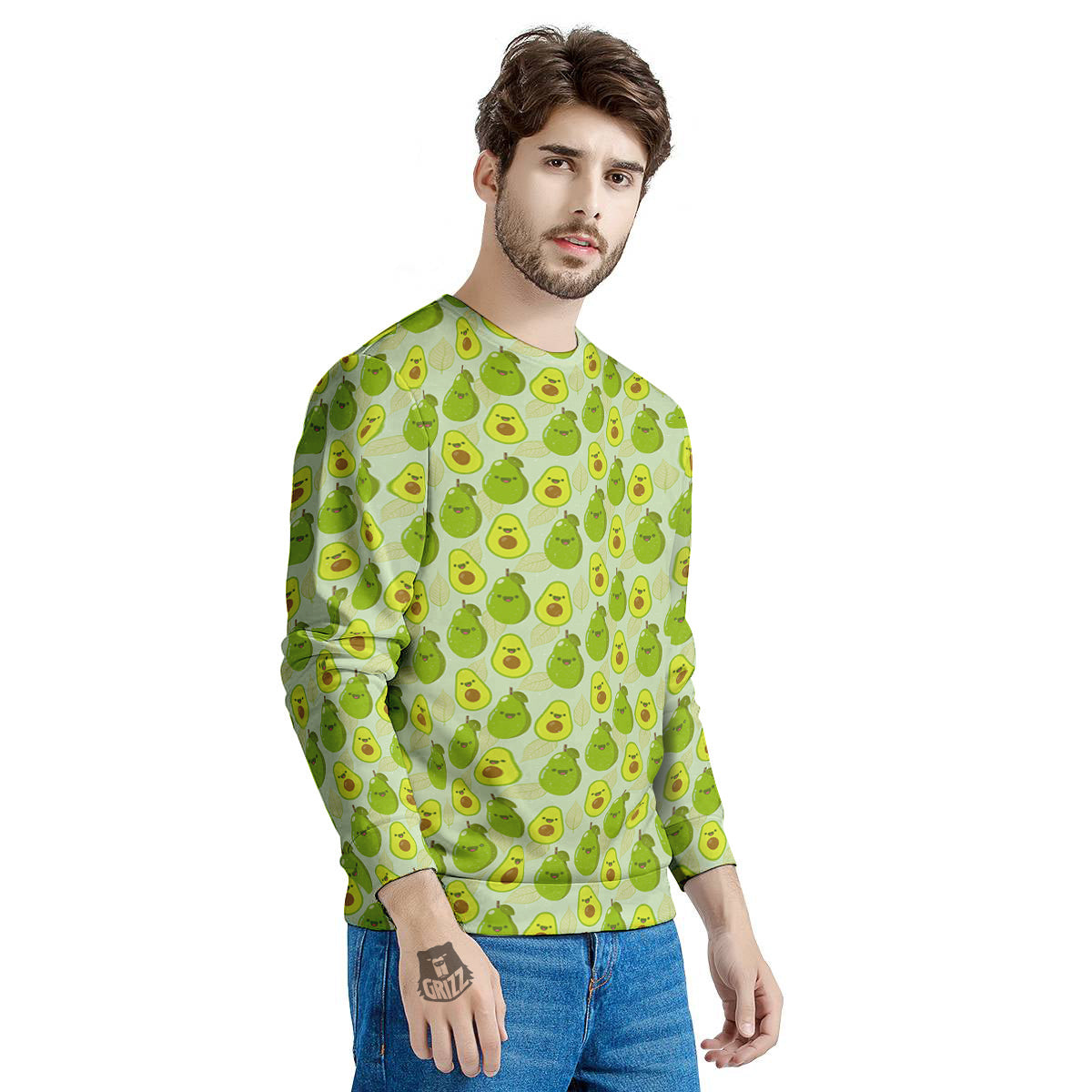 Avocado Cartoon Print Pattern Men's Sweatshirt-grizzshop