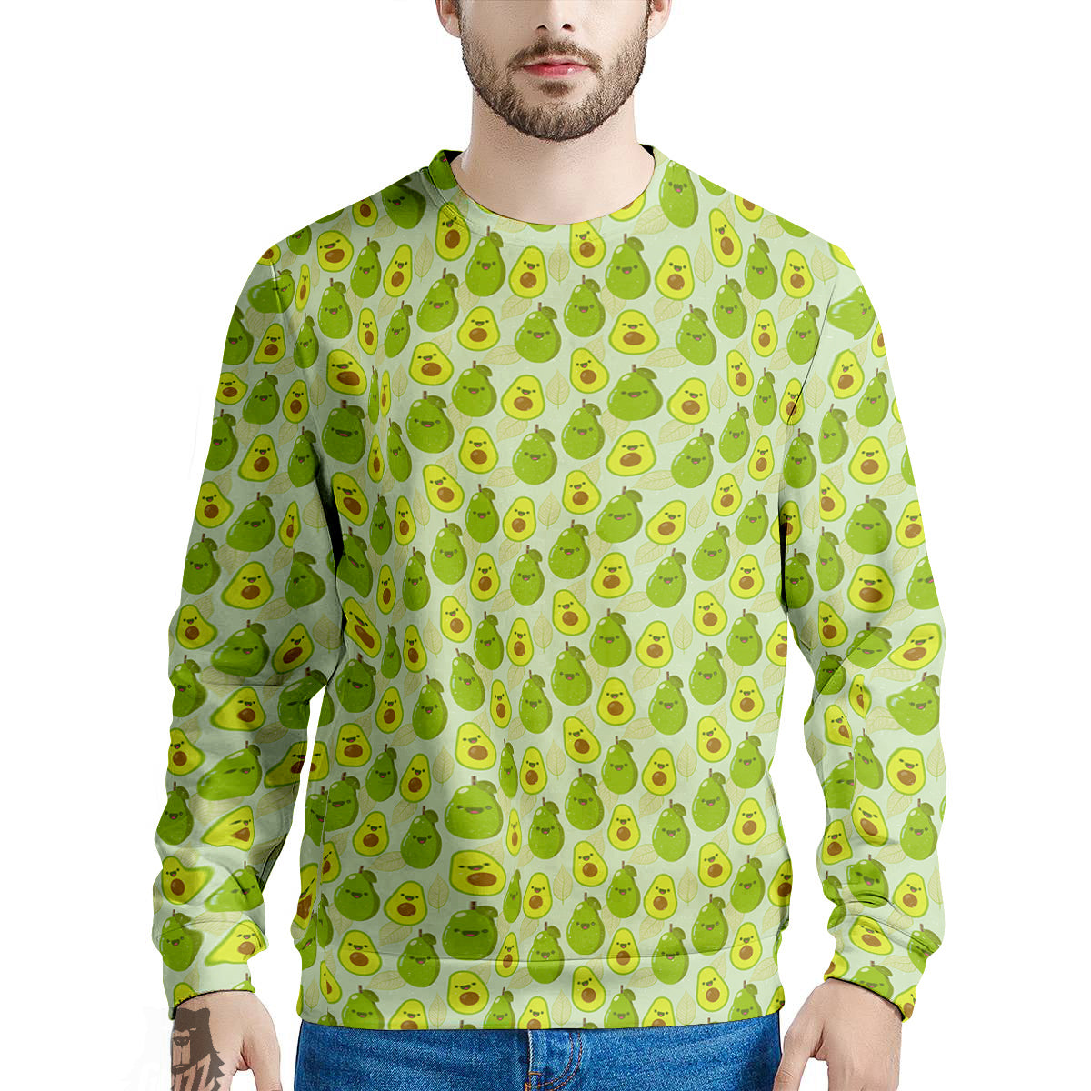 Avocado Cartoon Print Pattern Men's Sweatshirt-grizzshop
