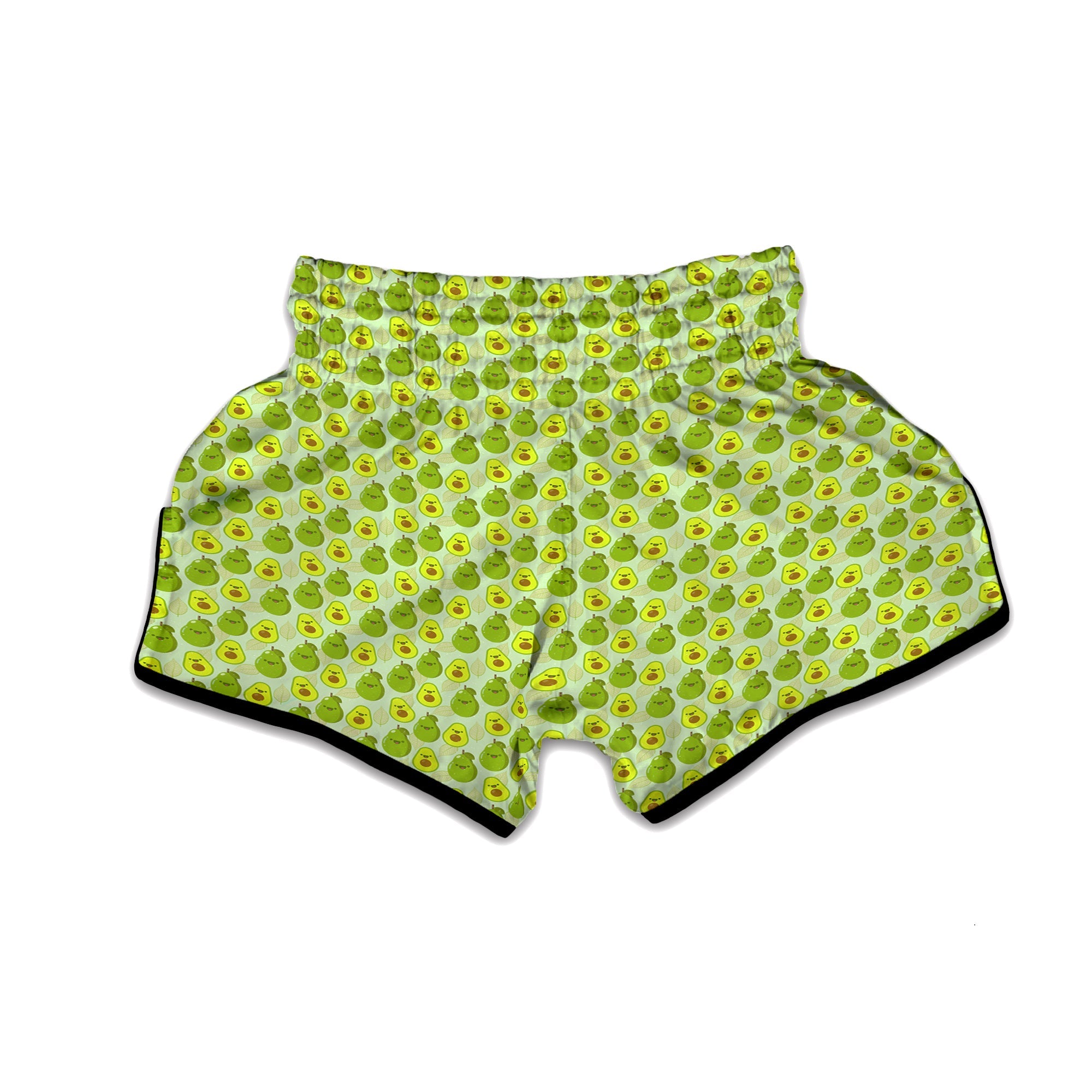 Avocado Cartoon Print Pattern Muay Thai Boxing Shorts-grizzshop
