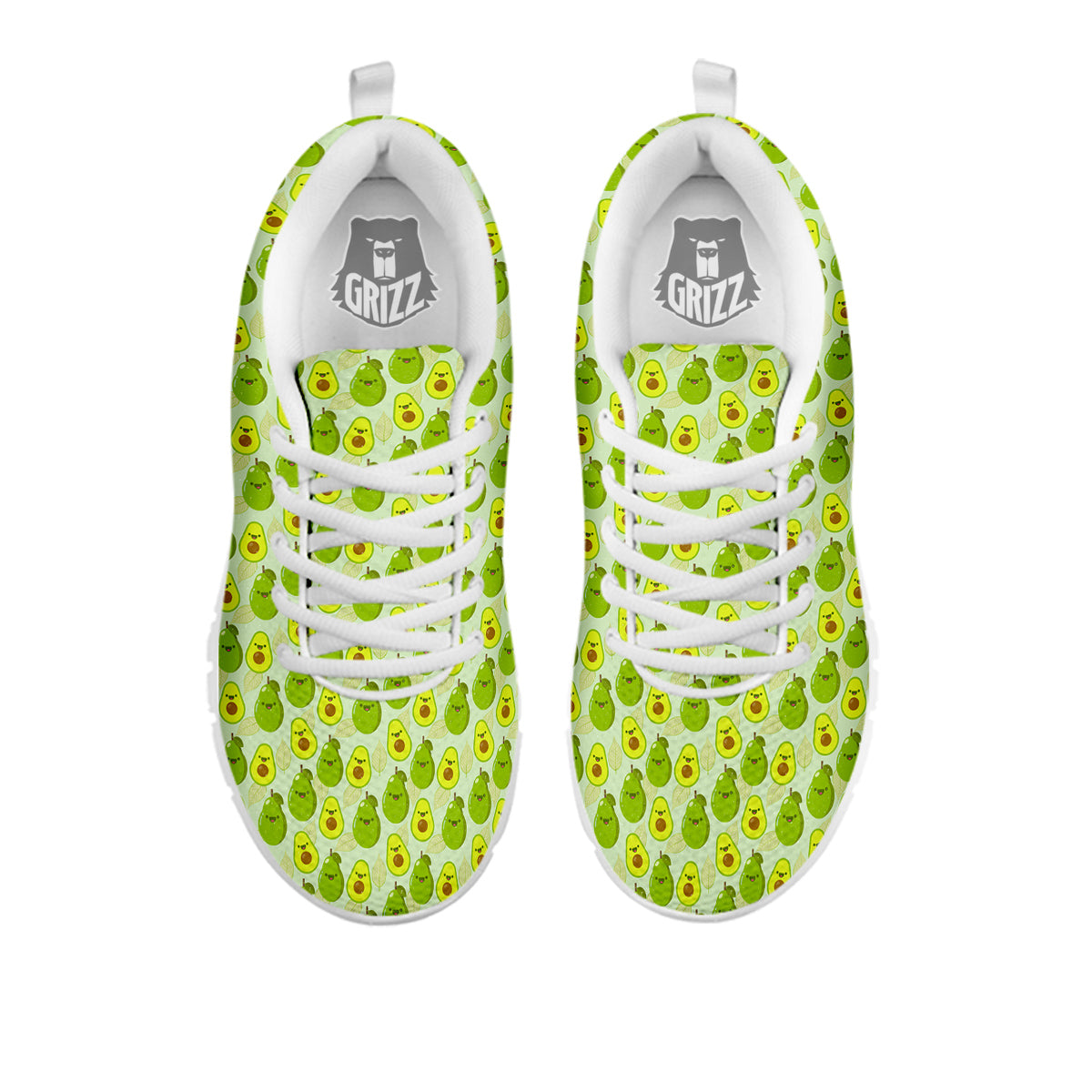 Avocado Cartoon Print Pattern White Sneaker-grizzshop