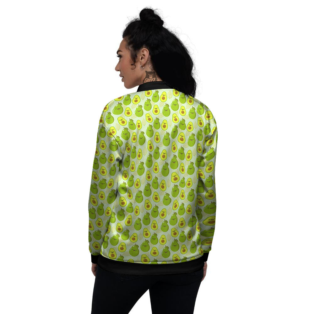 Avocado Cartoon Print Pattern Women's Bomber Jacket-grizzshop