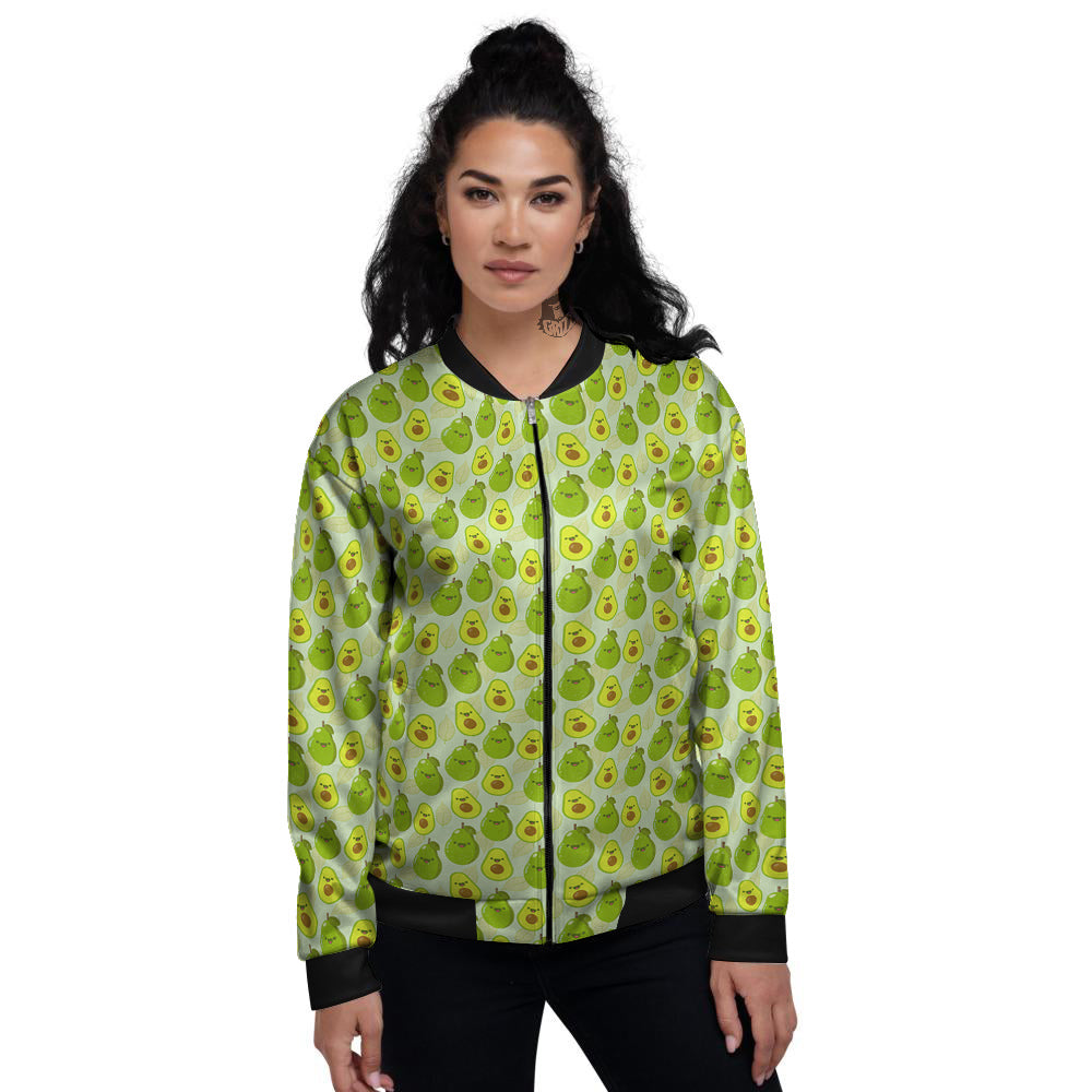 Avocado Cartoon Print Pattern Women's Bomber Jacket-grizzshop