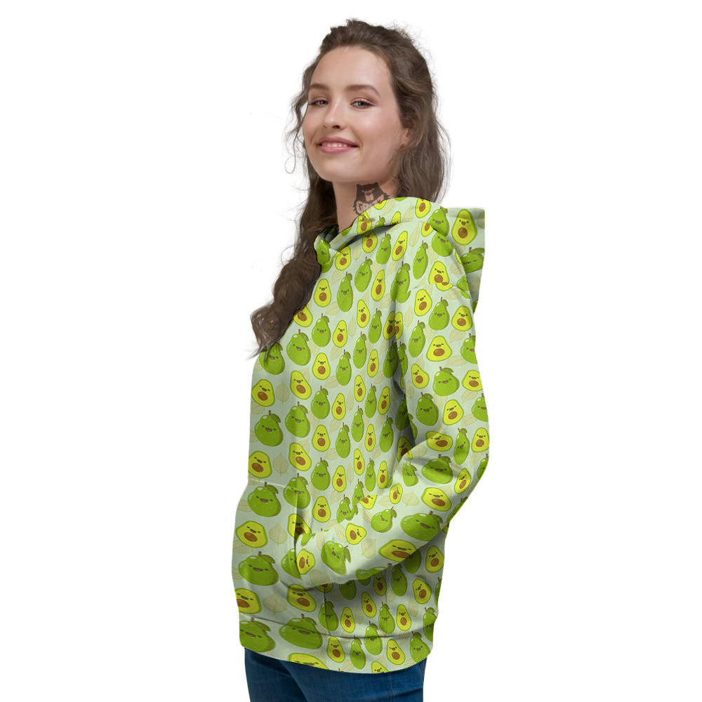 Avocado Cartoon Print Pattern Women's Hoodie-grizzshop