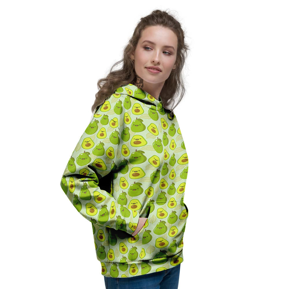 Avocado Cartoon Print Pattern Women's Hoodie-grizzshop