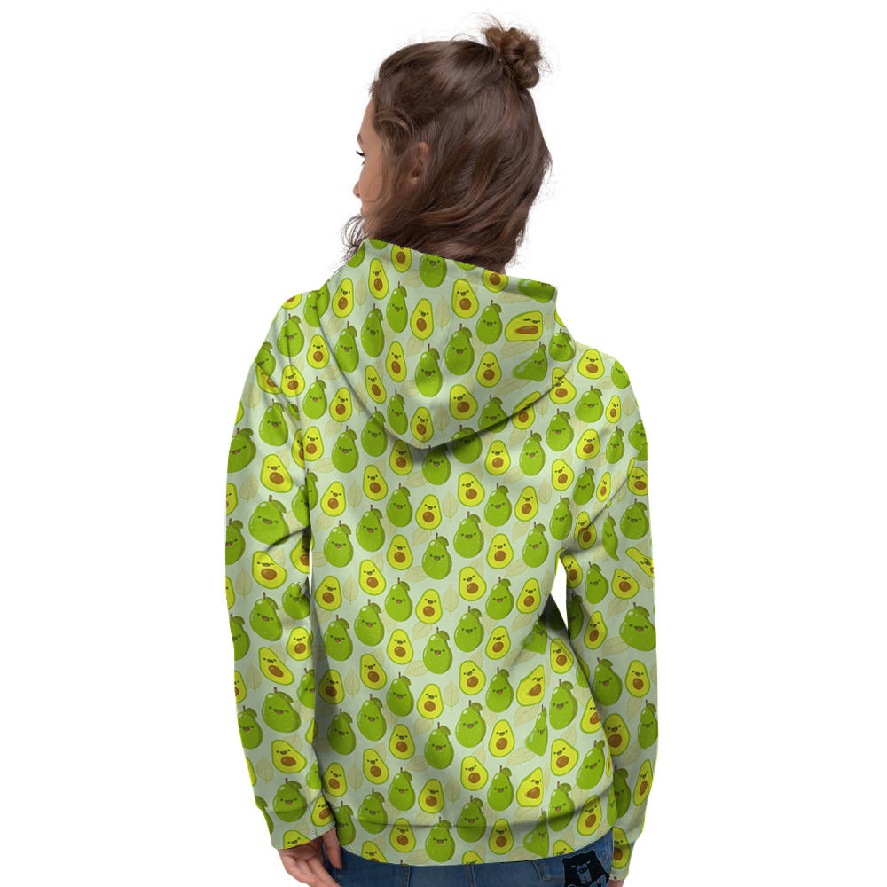 Avocado Cartoon Print Pattern Women's Hoodie-grizzshop