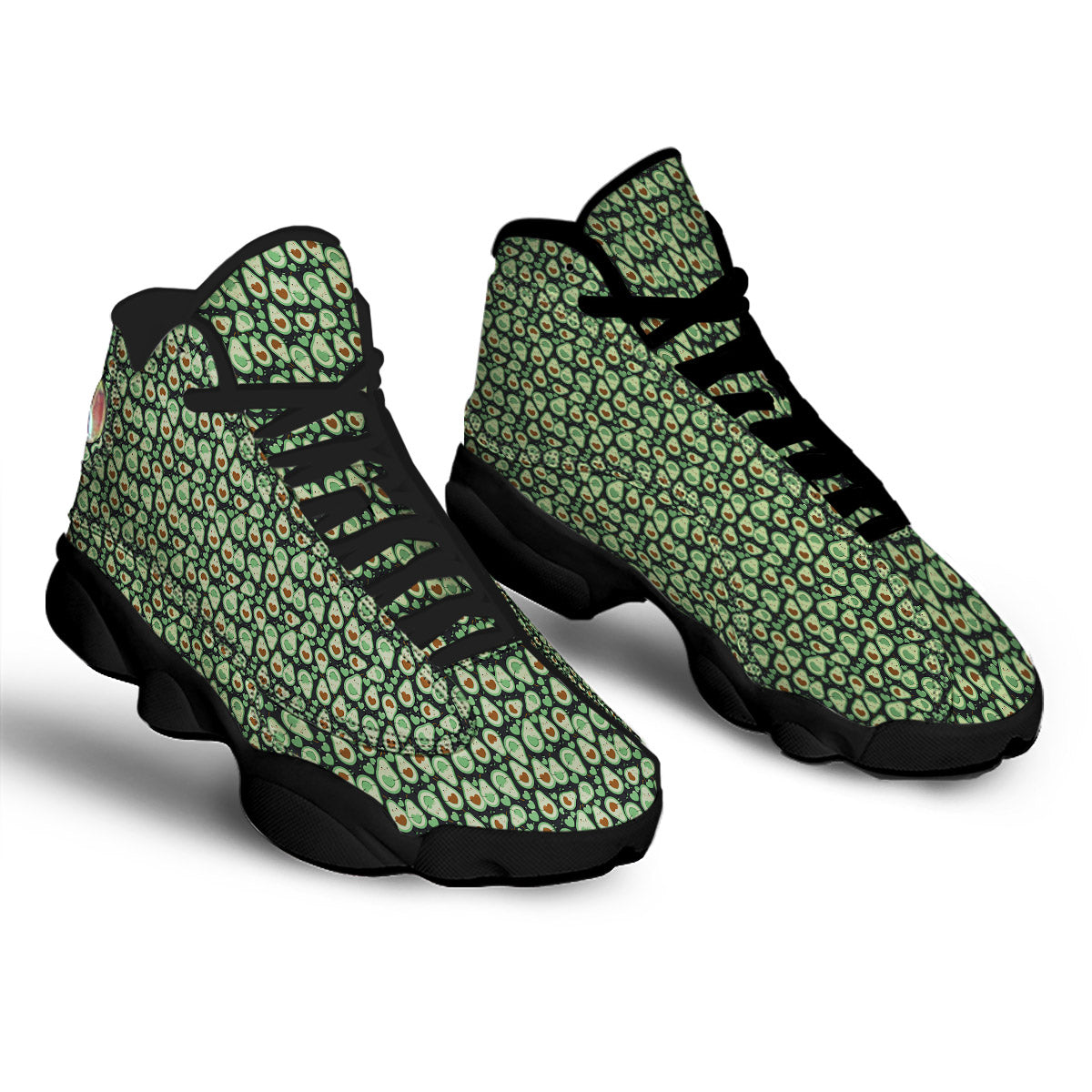 Avocado Cute Print Pattern Black Basketball Shoes-grizzshop