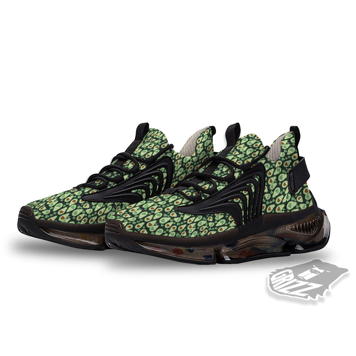 Avocado Cute Print Pattern Black Gym Shoes-grizzshop