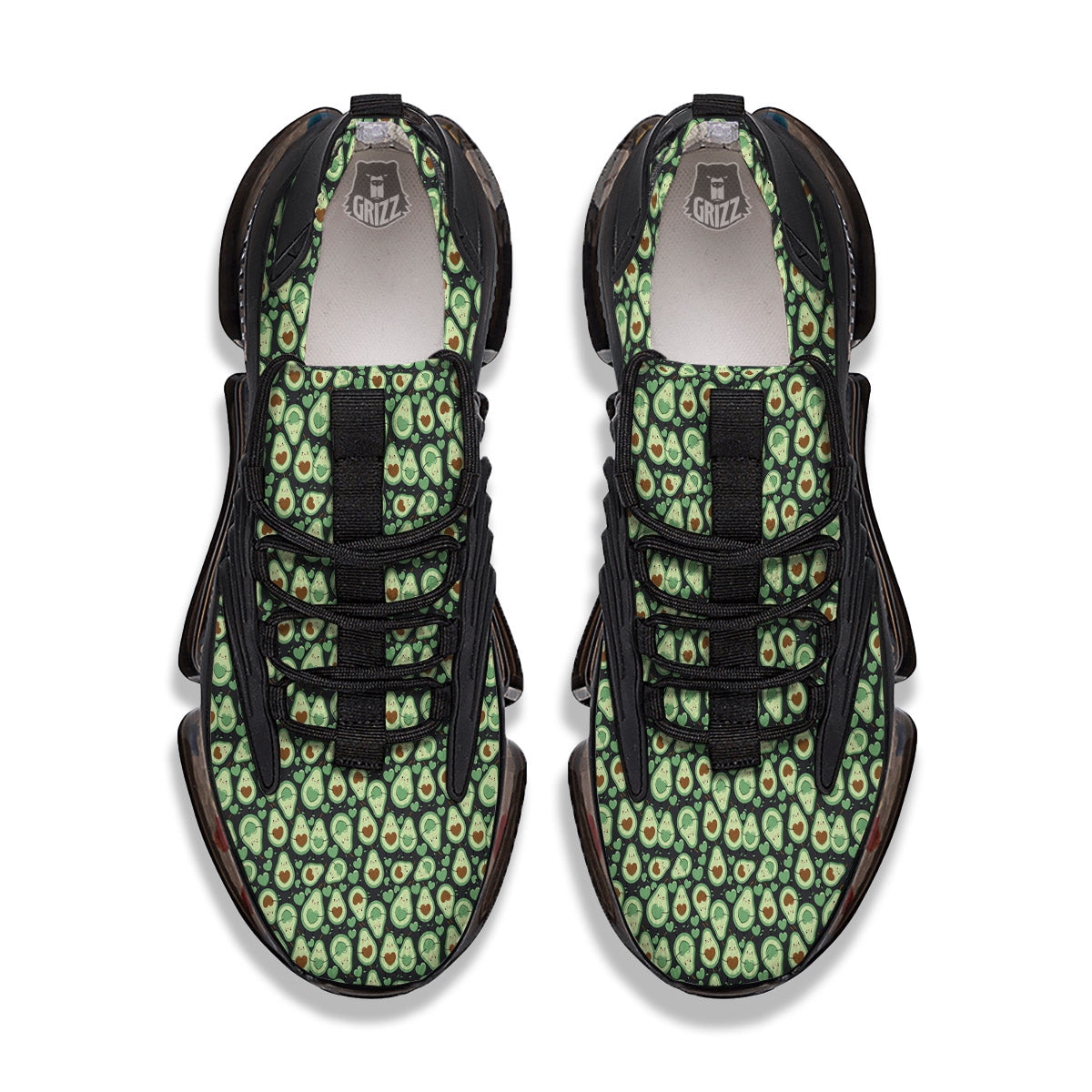 Avocado Cute Print Pattern Black Gym Shoes-grizzshop