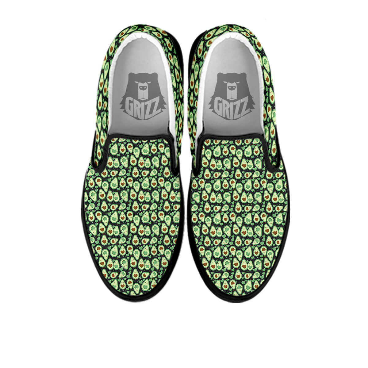 Avocado Cute Print Pattern Black Slip On Shoes-grizzshop