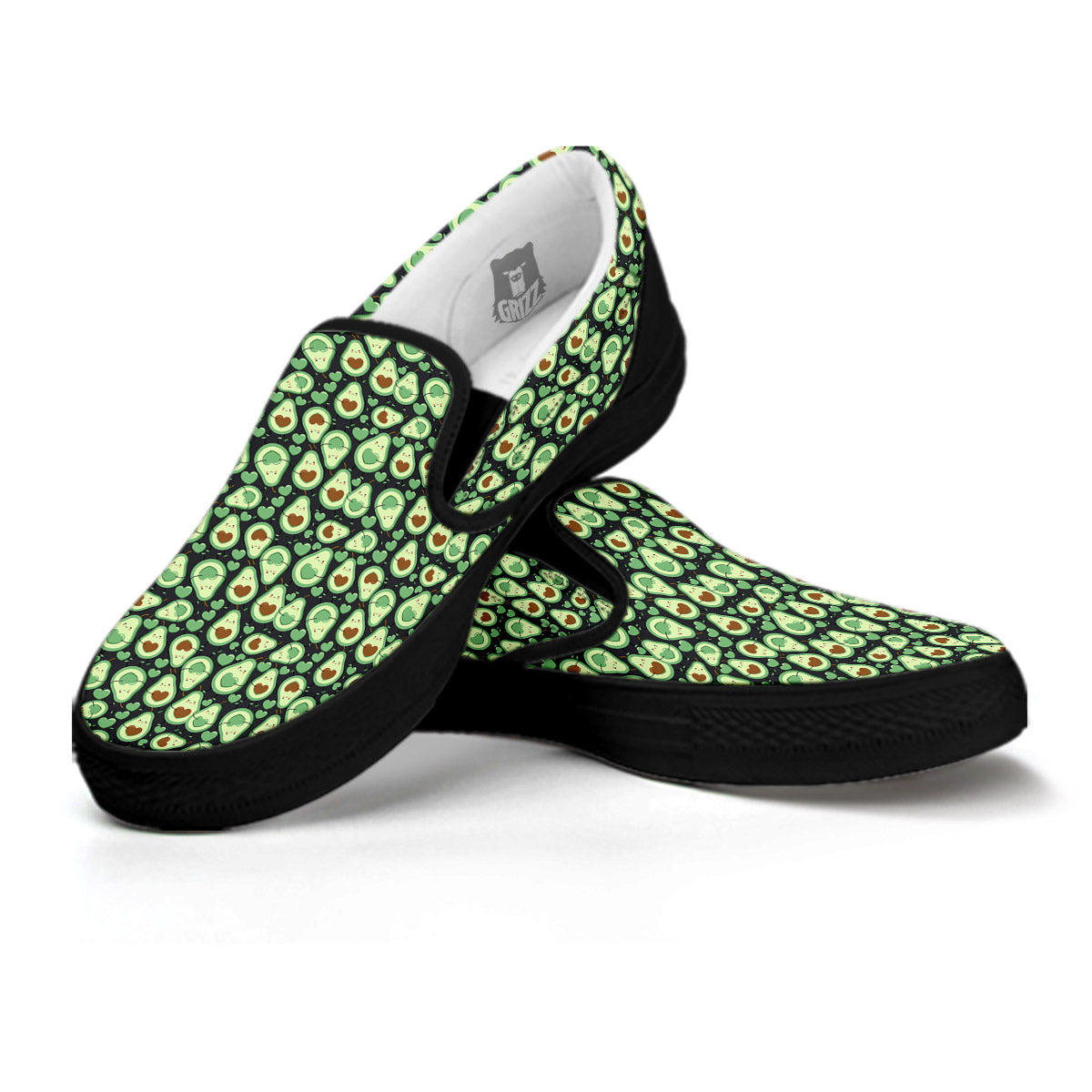 Avocado Cute Print Pattern Black Slip On Shoes-grizzshop