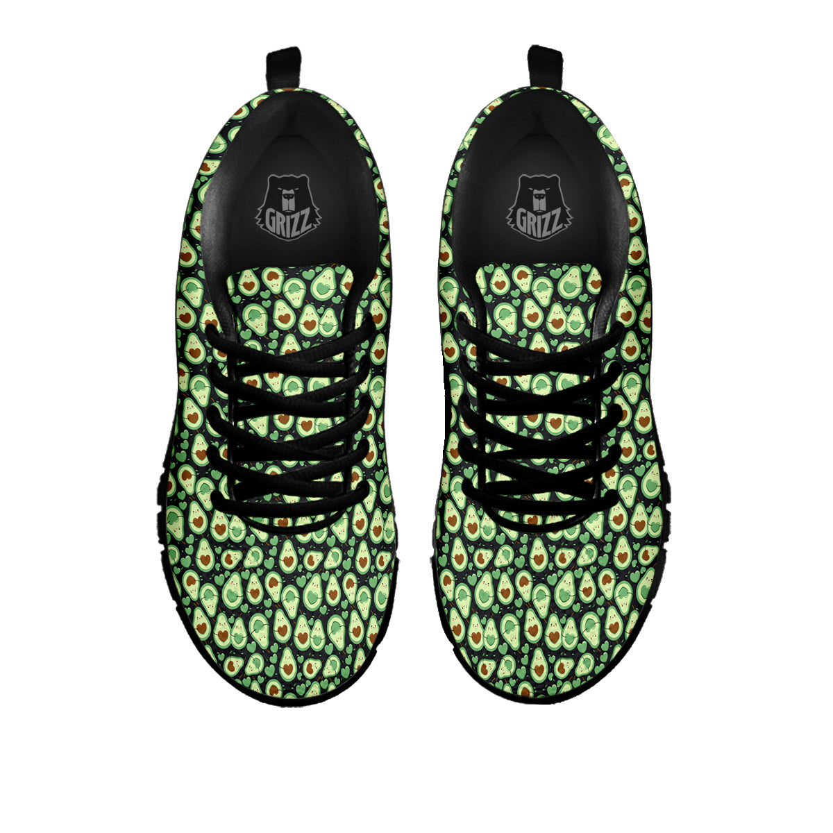 Avocado Cute Print Pattern Black Sneaker-grizzshop