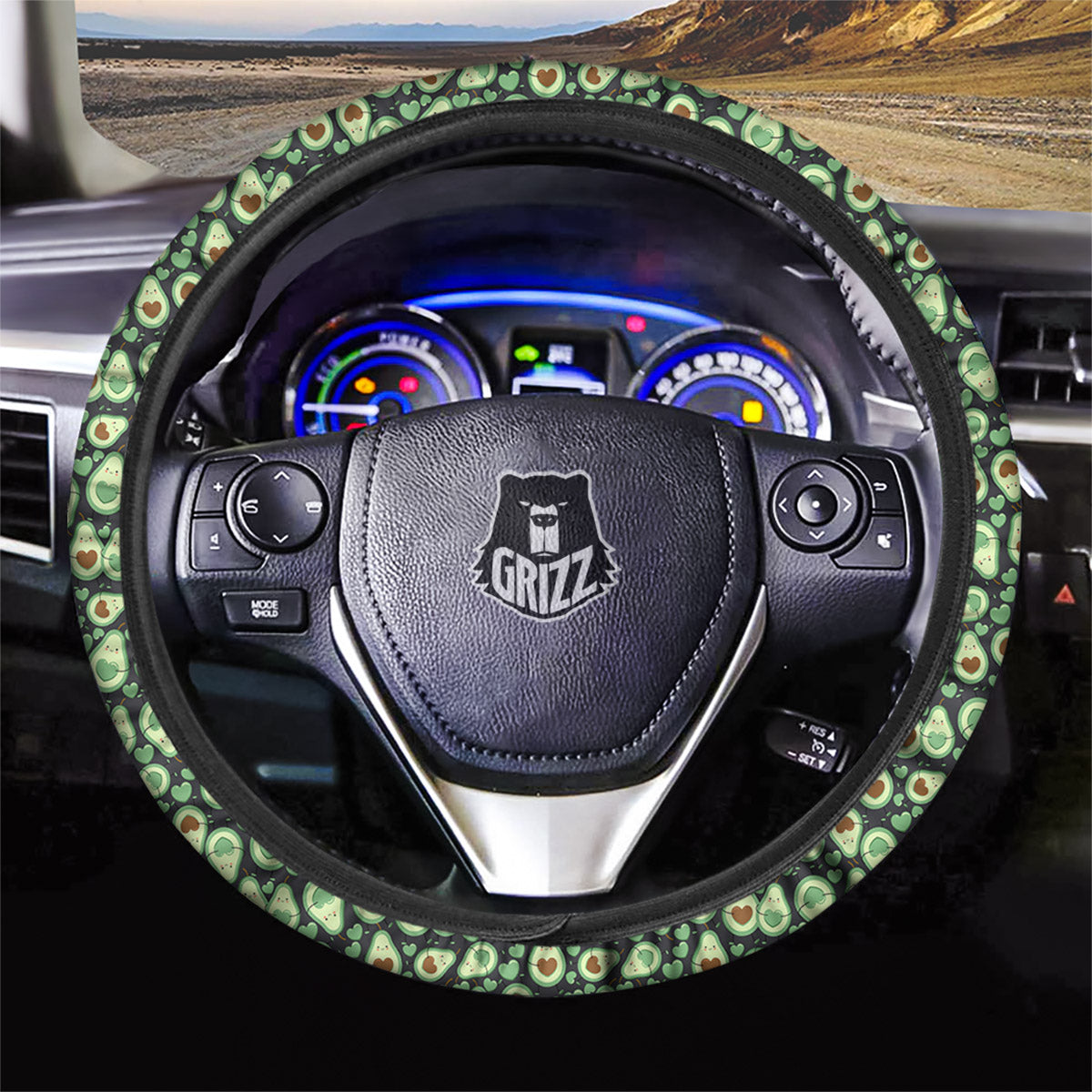 Avocado Cute Print Pattern Car Steering Wheel Cover-grizzshop