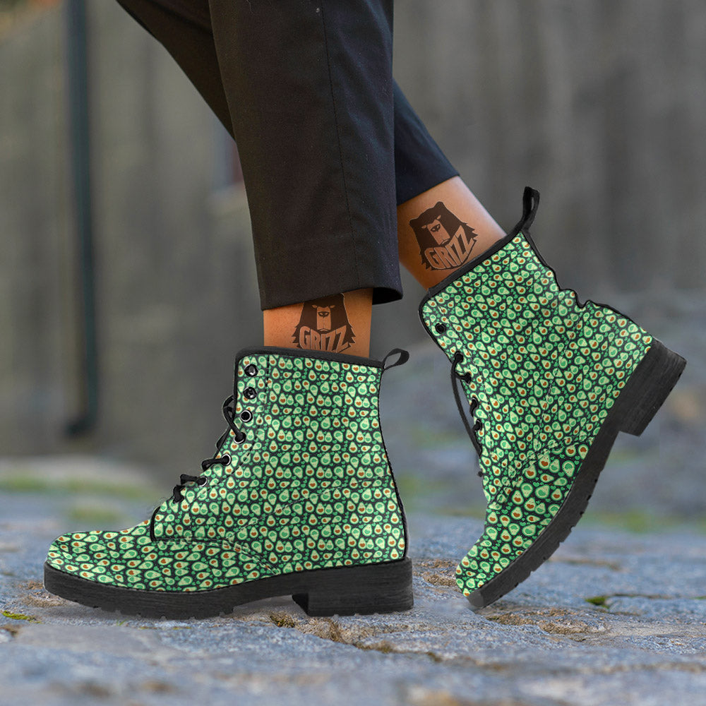 Avocado Cute Print Pattern Leather Boots-grizzshop