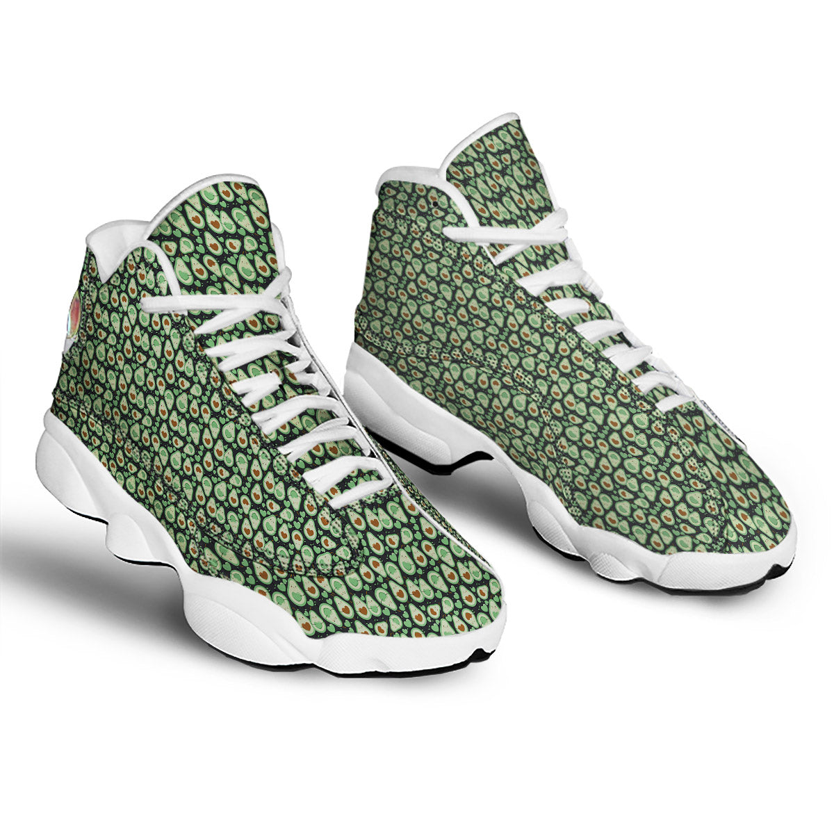 Avocado Cute Print Pattern White Basketball Shoes-grizzshop