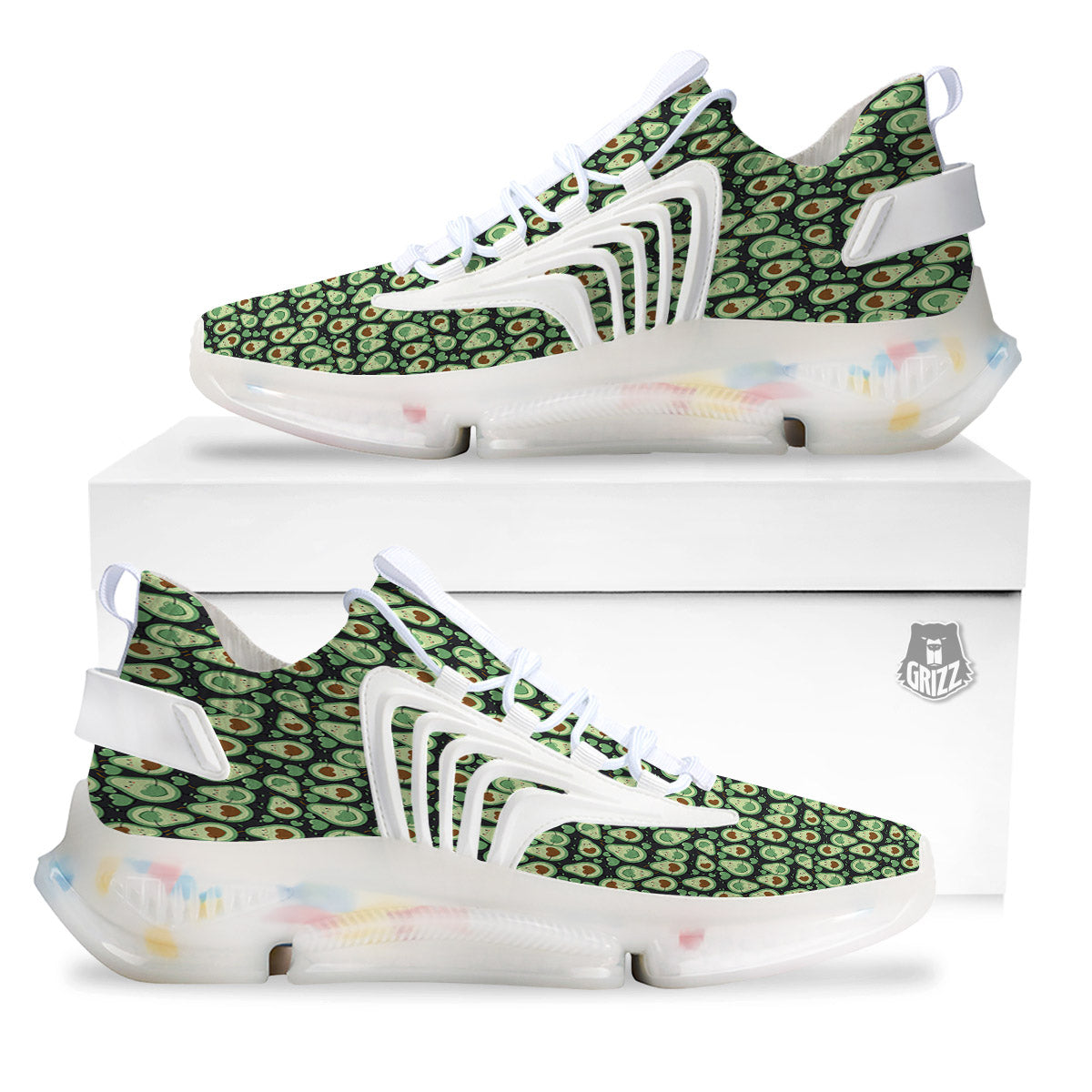 Avocado Cute Print Pattern White Gym Shoes-grizzshop
