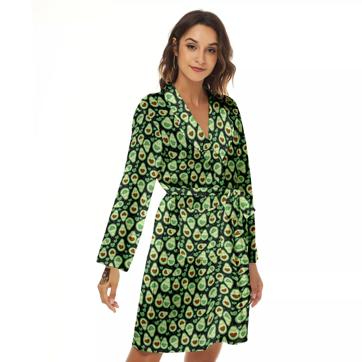 Avocado Cute Print Pattern Women's Robe-grizzshop