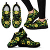 Avocado Floral Palm Leaves Pattern Print Black Sneaker Shoes For Men Women-grizzshop