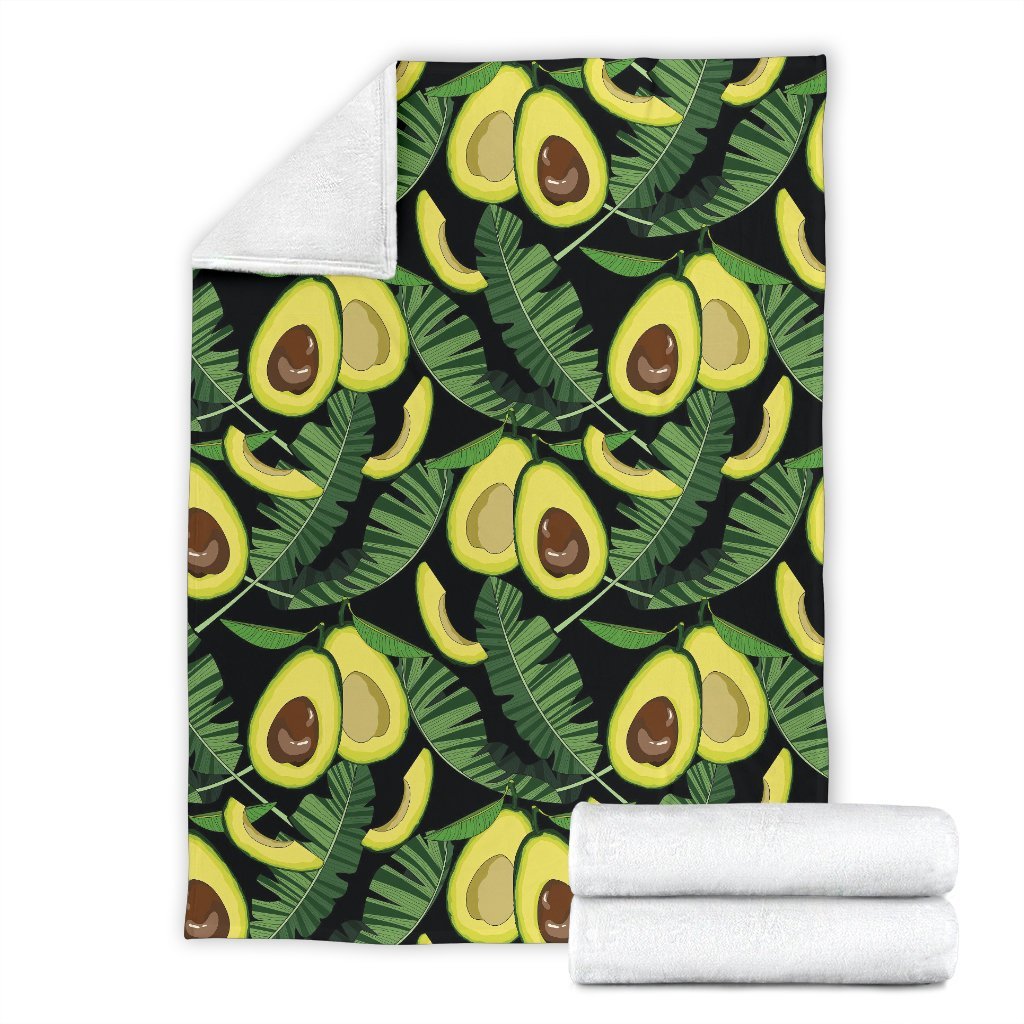 Avocado Floral Palm Leaves Pattern Print Blanket-grizzshop