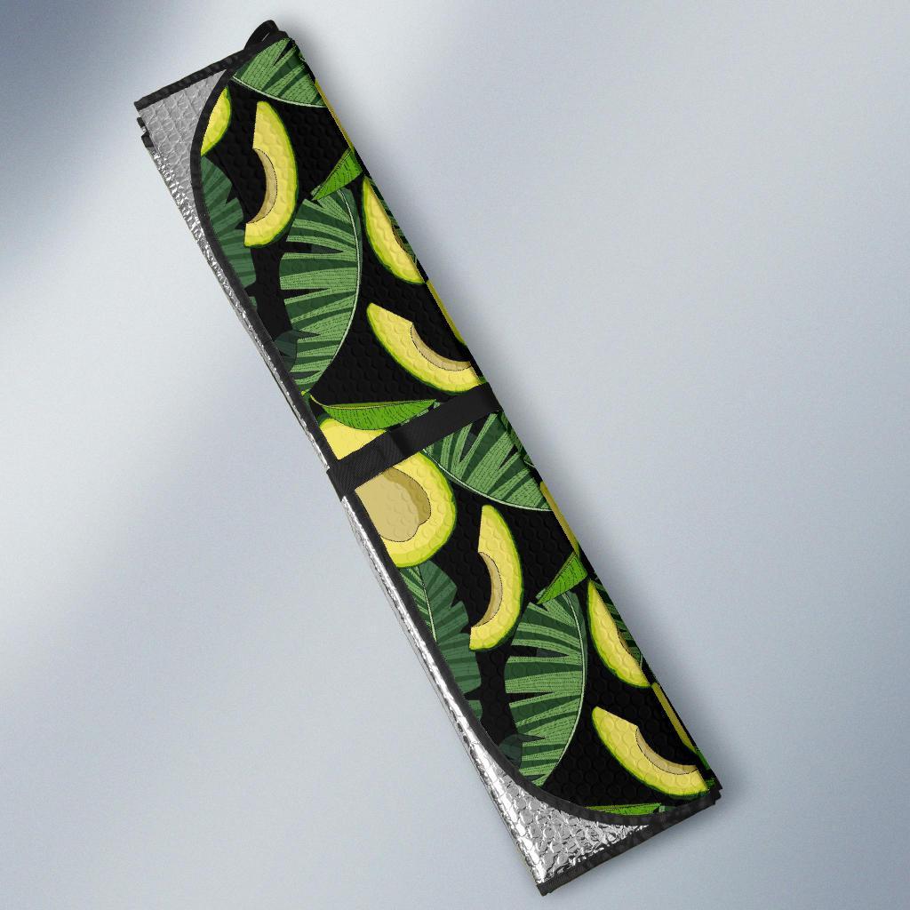 Avocado Floral Palm Leaves Pattern Print Car Sun Shade-grizzshop