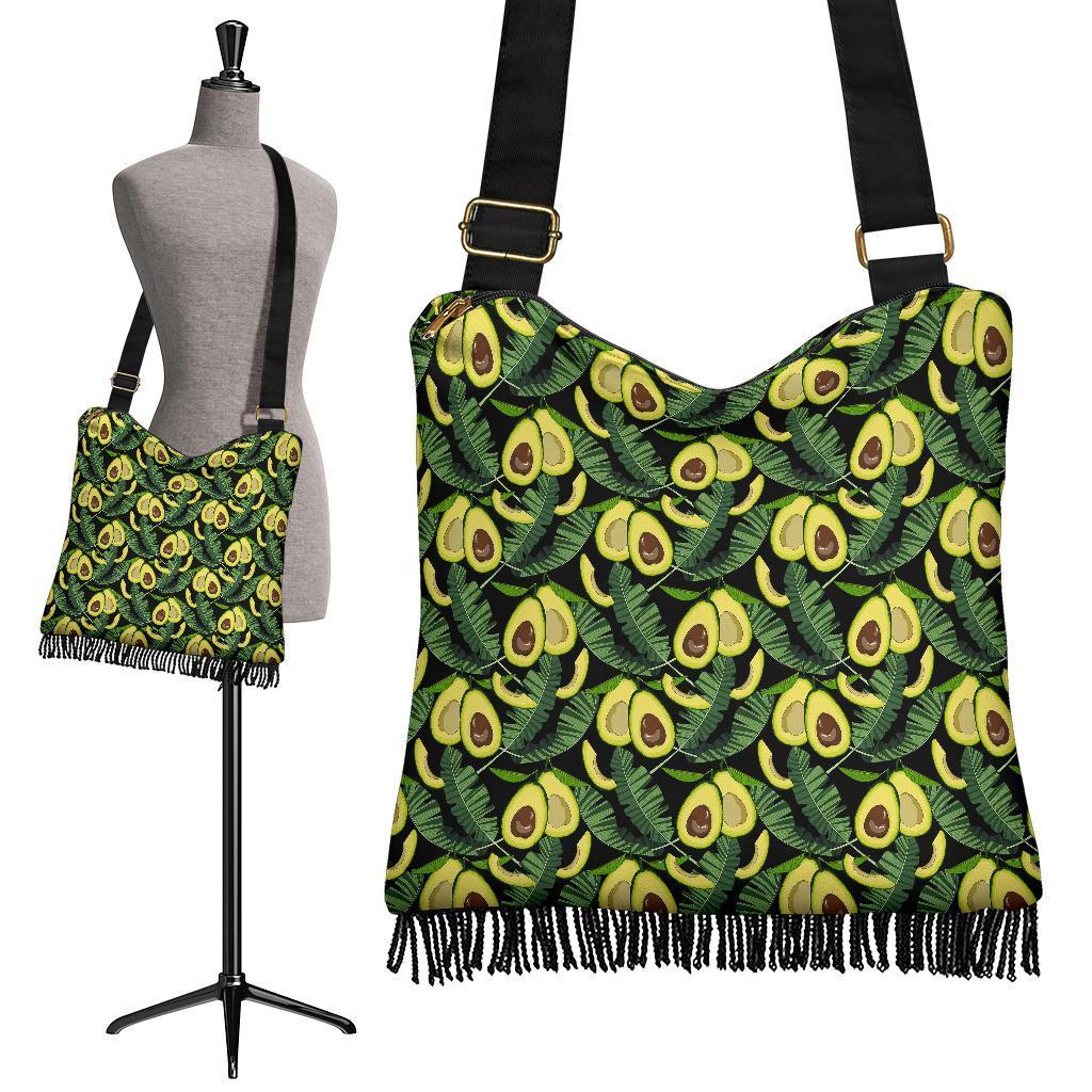 Avocado Floral Palm Leaves Pattern Print Crossbody Bags-grizzshop