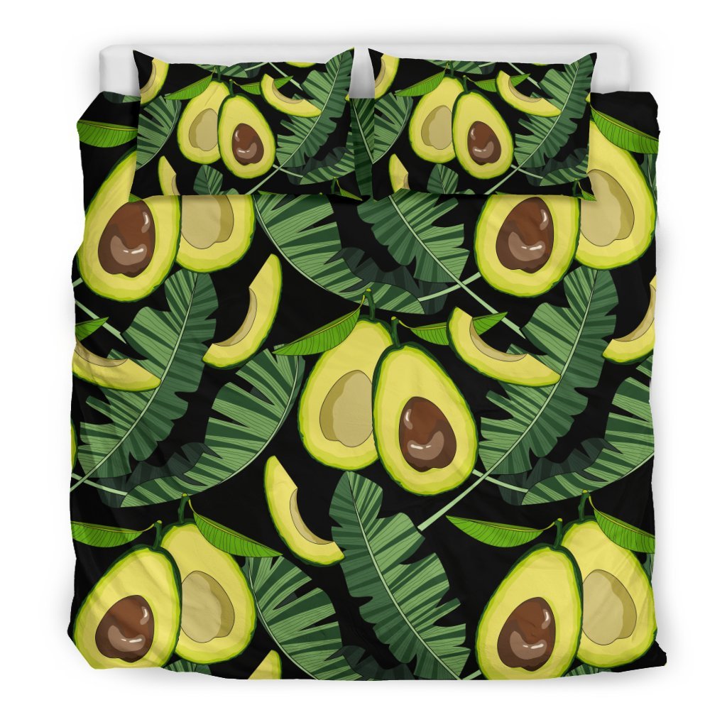 Avocado Floral Palm Leaves Pattern Print Duvet Cover Bedding Set-grizzshop