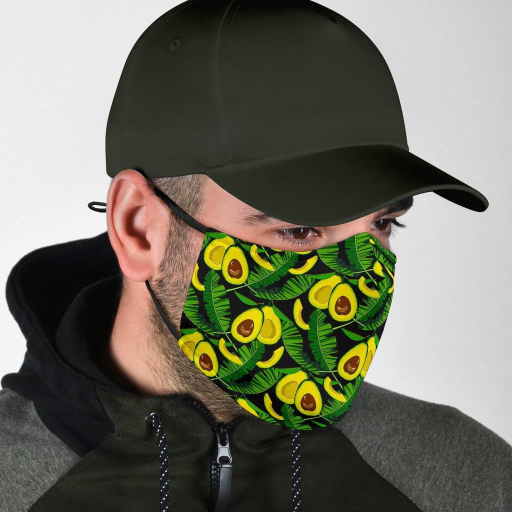 Avocado Floral Palm Leaves Pattern Print Face Mask-grizzshop