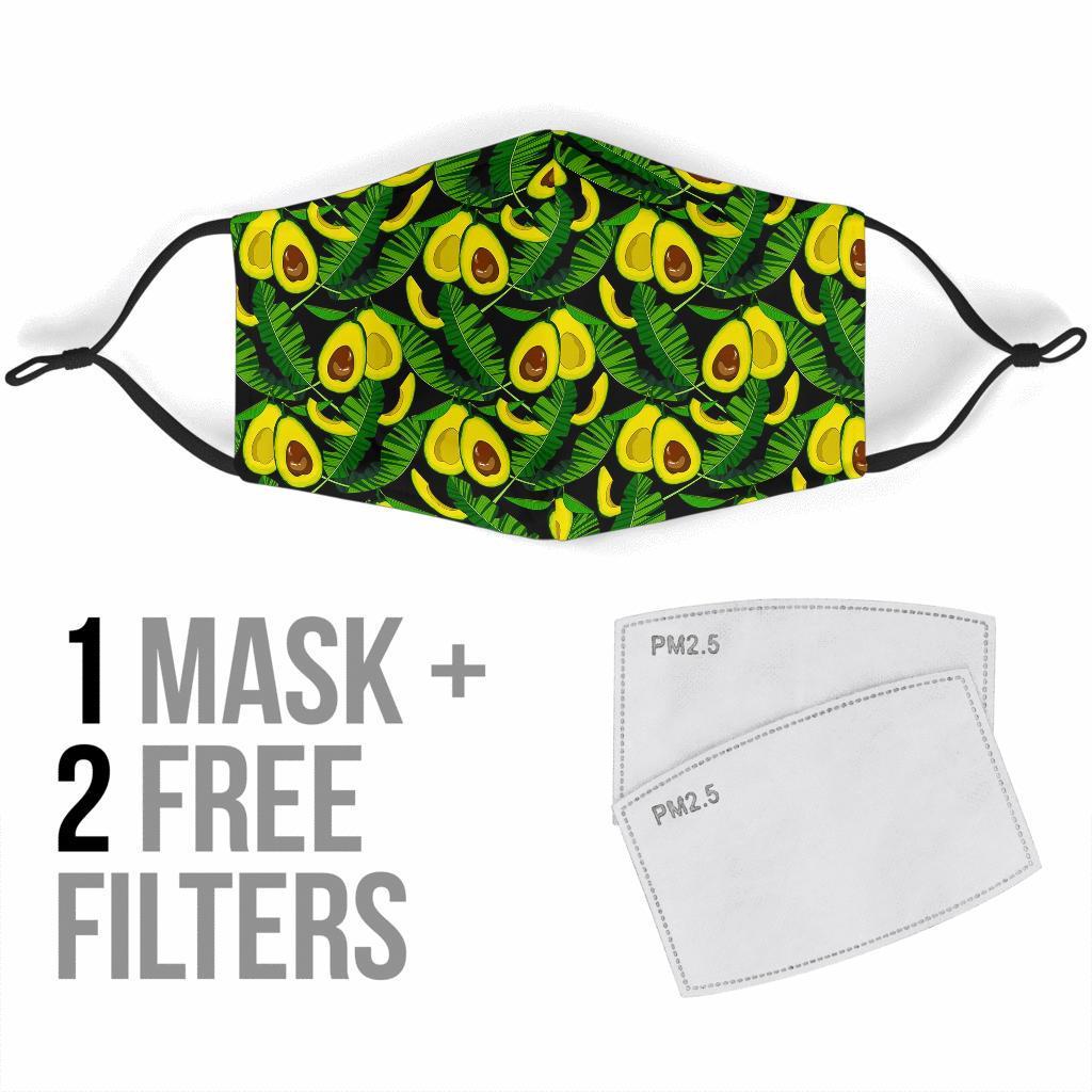 Avocado Floral Palm Leaves Pattern Print Face Mask-grizzshop