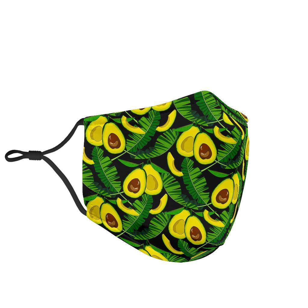 Avocado Floral Palm Leaves Pattern Print Face Mask-grizzshop